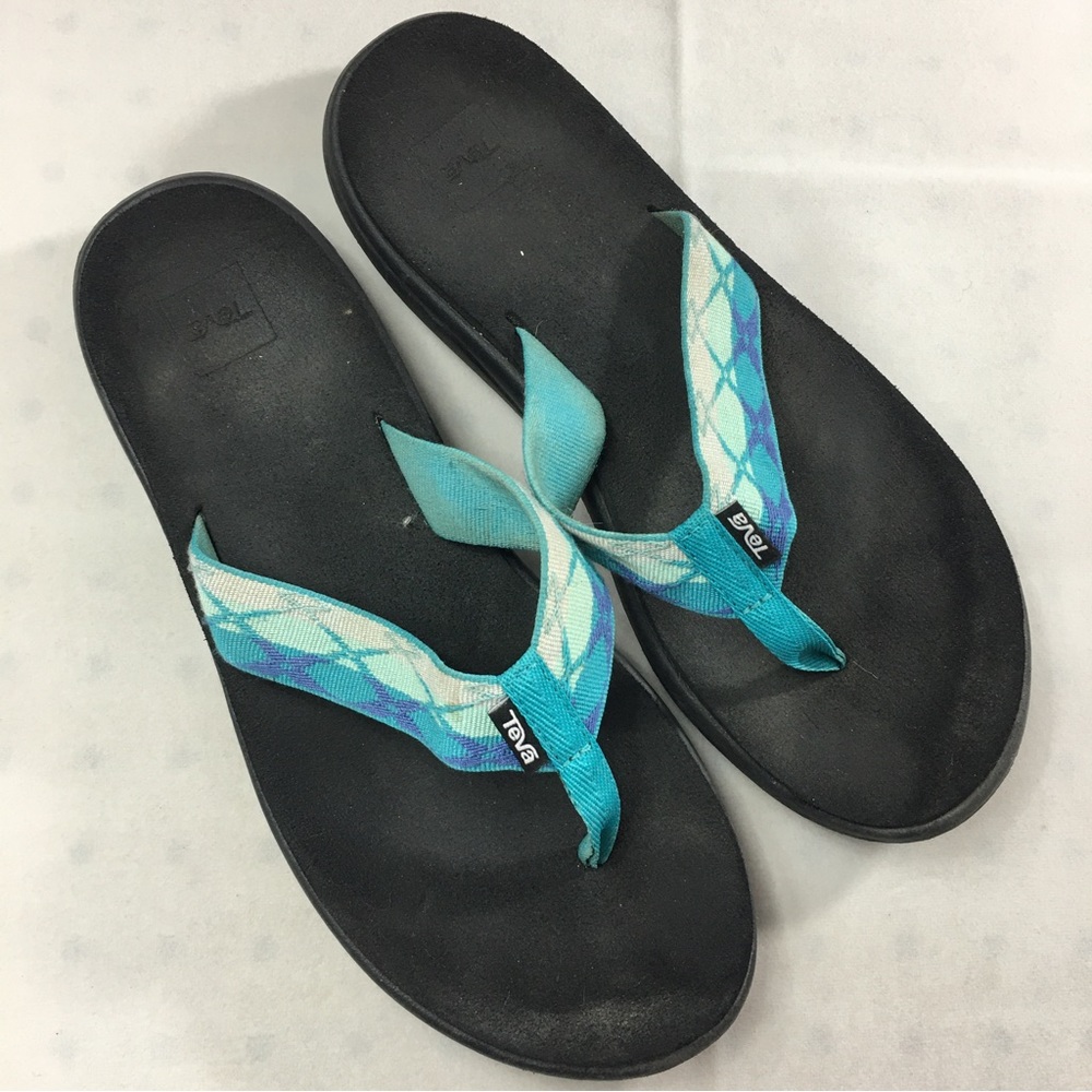 Teva Voya Flip Flops Thong Sandals Shoes Flip Flops Teal Blue 1019040 Women's 10
